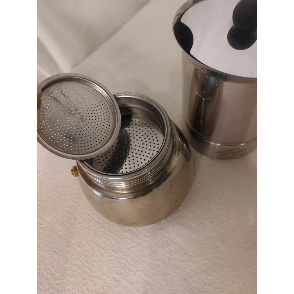 Lagostina Stovetop Camping Espresso Coffee Maker/ Pot For 6 Cups Stainless Steel - Picture 8 of 9